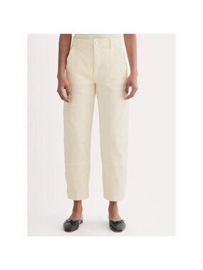 Everlane Women's Bone Organic Cotton Barrel Utility Pants Size 00 Ankle Relaxed
